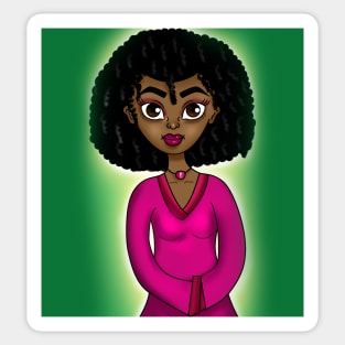 Black girl digital art in cute anime style Sticker